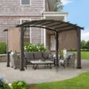 10x12ft Retractable Metal Pergola – Outdoor Iron Sunshade Pergola for Courtyard by HANNAH